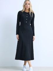 Long Tall Sally Black Button A-Line Midaxi Dress - Image 1 of 2