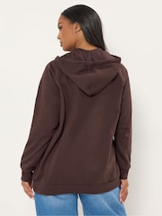 Yours Curve Brown Zip Thru Hoodie - Image 3 of 5