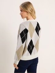 M&Co Natural Petite Argyle Jumper - Image 3 of 5