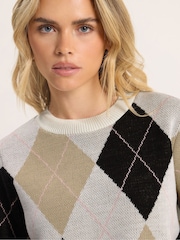 M&Co Natural Petite Argyle Jumper - Image 4 of 5