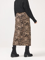 Yours Curve Brown Split Detail Skirt - Image 3 of 6