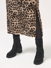 Yours Curve Brown Split Detail Skirt - Image 5 of 6