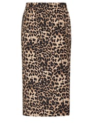 Yours Curve Brown Split Detail Skirt - Image 6 of 6