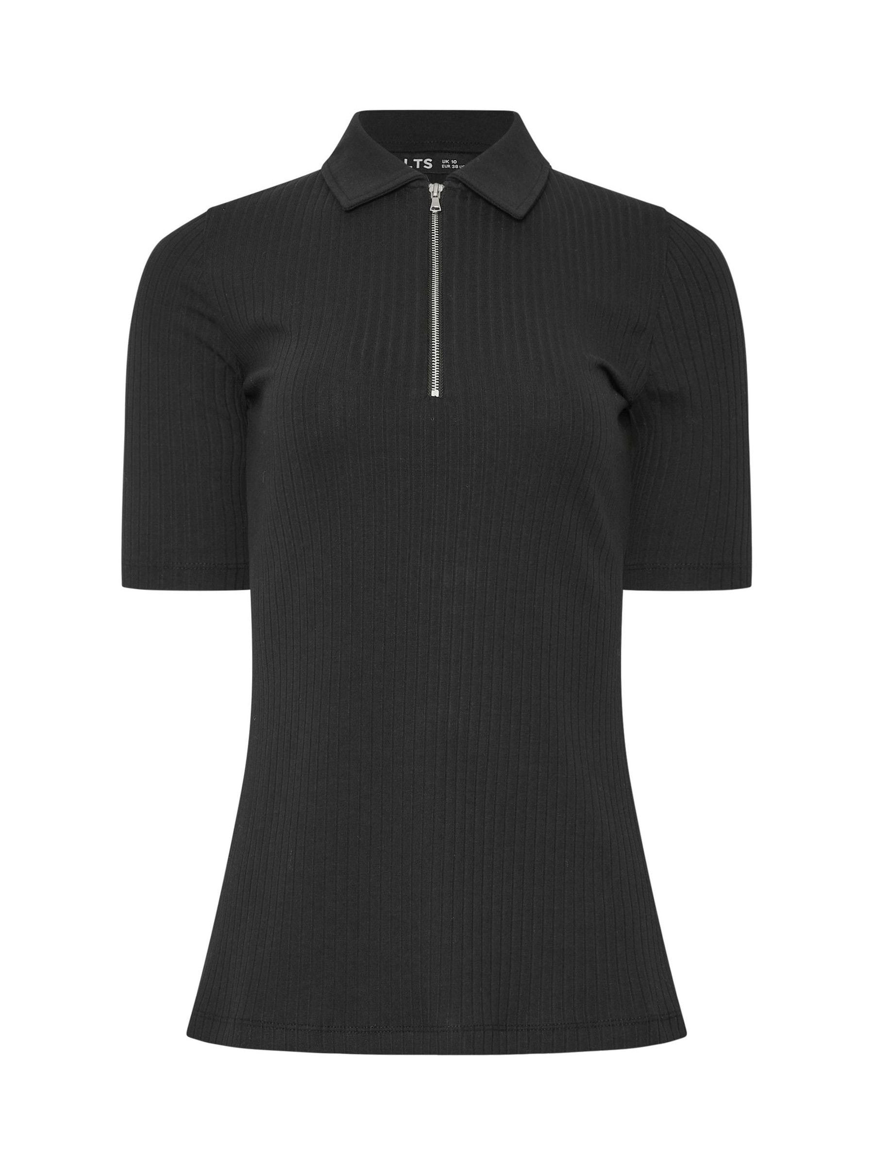 Buy Long Tall Sally Zip Neck Solid Ribbed T-Shirt з сайту Next Ukraine