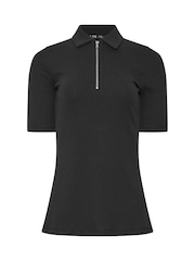 Long Tall Sally Glidelåshals Ensfarget Ribbet T-skjorte - Bilde 6 av 6