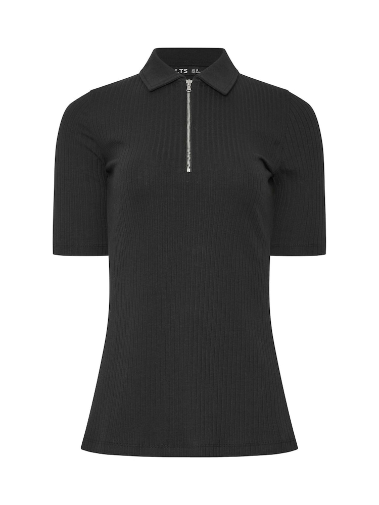 Long Tall Sally Zip Neck Solid Ribbed T-Shirt - תמונה 6 מתוך 6 Long Tall Sally Zip Neck Solid Ribbed T-Shirt - תמונה 6 מתוך 6