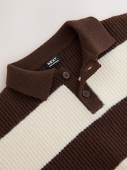 Castanho/Creme - Camisa polo de rugby listrada de malha (3meses a7anos) - Imagem 4 de 4