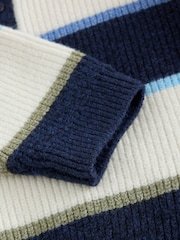 Blue/White Knitted Stripe Rugby Polo Shirt (3mths-7yrs) - Image 4 of 4