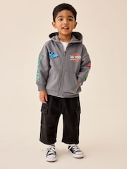 Charcoal Grey Hot Wheels Back Print Zip Through Hoodie (9mths-8yrs) - Image 2 of 6