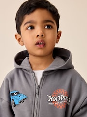 Charcoal Grey Hot Wheels Back Print Zip Through Hoodie (9mths-8yrs) - Image 3 of 6