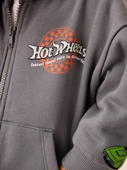 Charcoal Grey Hot Wheels Back Print Zip Through Hoodie (9mths-8yrs) - Image 5 of 6