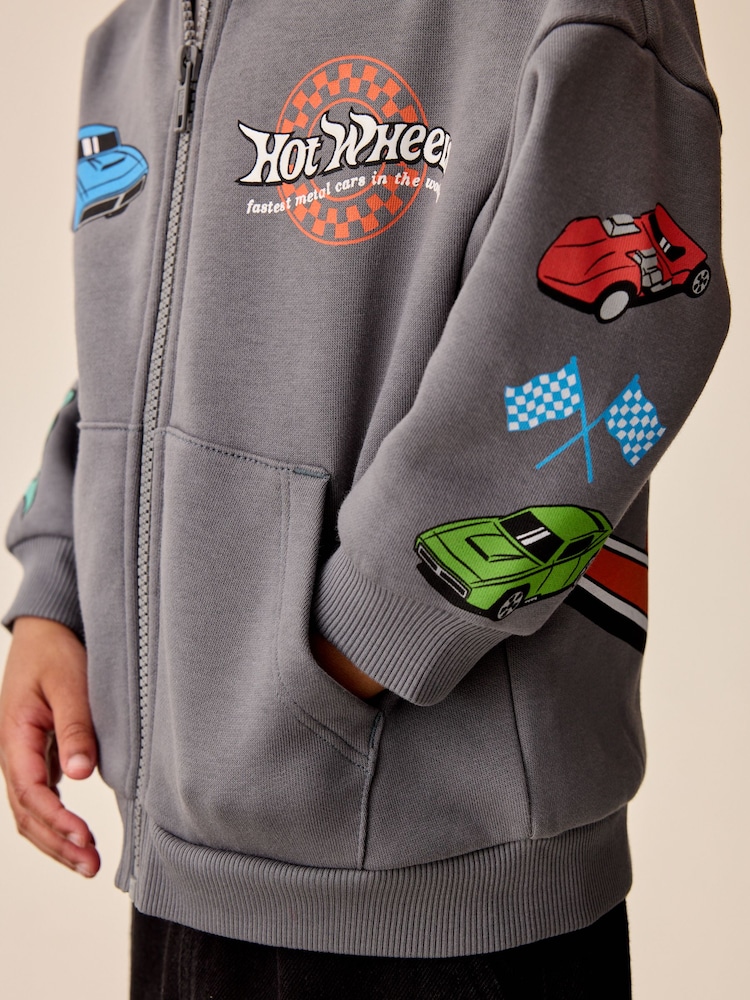 Charcoal Grey Hot Wheels Back Print Zip Through Hoodie (9mths-8yrs) - Image 6 of 6 Charcoal Grey Hot Wheels Back Print Zip Through Hoodie (9mths-8yrs) - Image 6 of 6