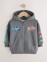 Charcoal Grey Hot Wheels Back Print Zip Through Hoodie (9mths-8yrs) - Image 7 of 10