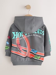 Charcoal Grey Hot Wheels Back Print Zip Through Hoodie (9mths-8yrs) - Image 8 of 10