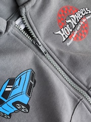 Charcoal Grey Hot Wheels Back Print Zip Through Hoodie (9mths-8yrs) - Image 9 of 10