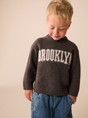 Chocolate Brown Brooklyn Knitted Crew Neck Jumper (3mths-7yrs) - Image 2 of 8
