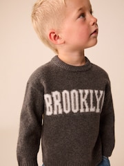 Chocolate Brown Brooklyn Knitted Crew Neck Jumper (3mths-7yrs) - Image 4 of 8