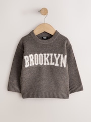 Chocolate Brown Brooklyn Knitted Crew Neck Jumper (3mths-7yrs) - Image 5 of 8