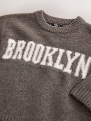 Chocolate Brown Brooklyn Knitted Crew Neck Jumper (3mths-7yrs) - Image 7 of 8