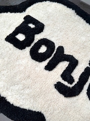 Mooky Mats Cream/Black Bonjour Slogan Bath Mat - Image 2 of 3