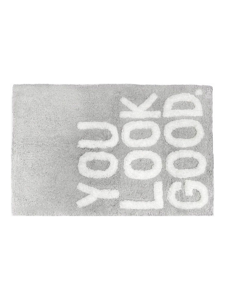 Mooky Mats Grey You Look Good Slogan Bath Mat - Image 3 of 3