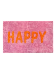 Mooky Mats Fuchsia/Orange Happy Slogan Bath Mat - Image 3 of 3