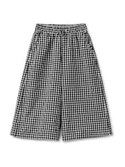 Benetton Black Wide Leg Gingham Trousers - Image 1 of 2