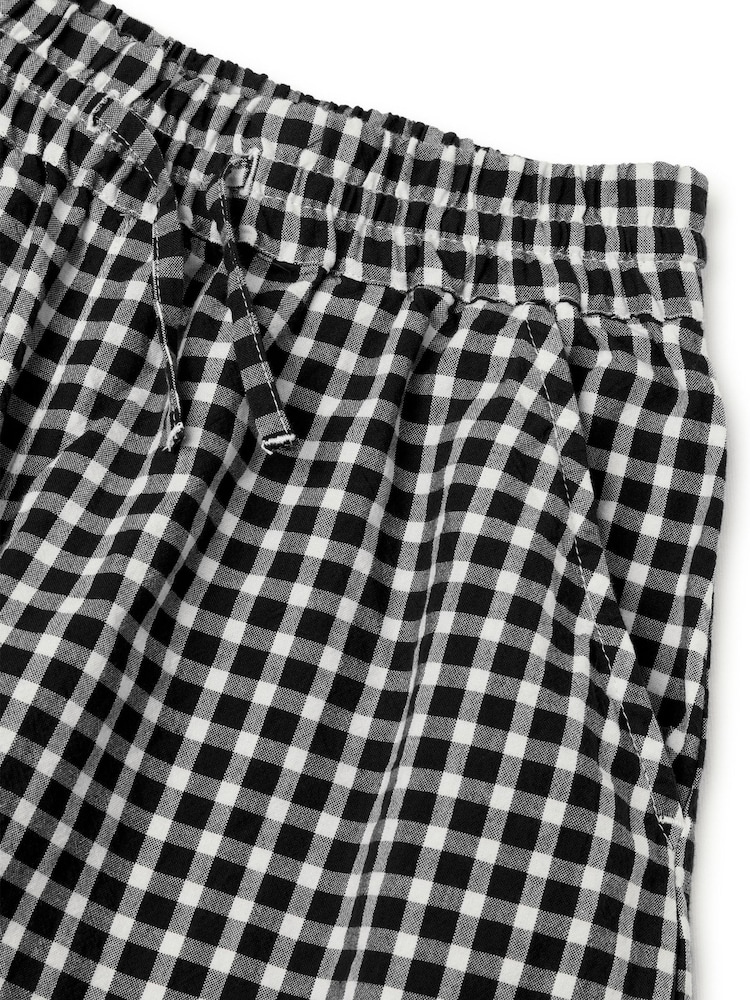 Benetton Black Wide Leg Gingham Trousers - Image 3 of 3
