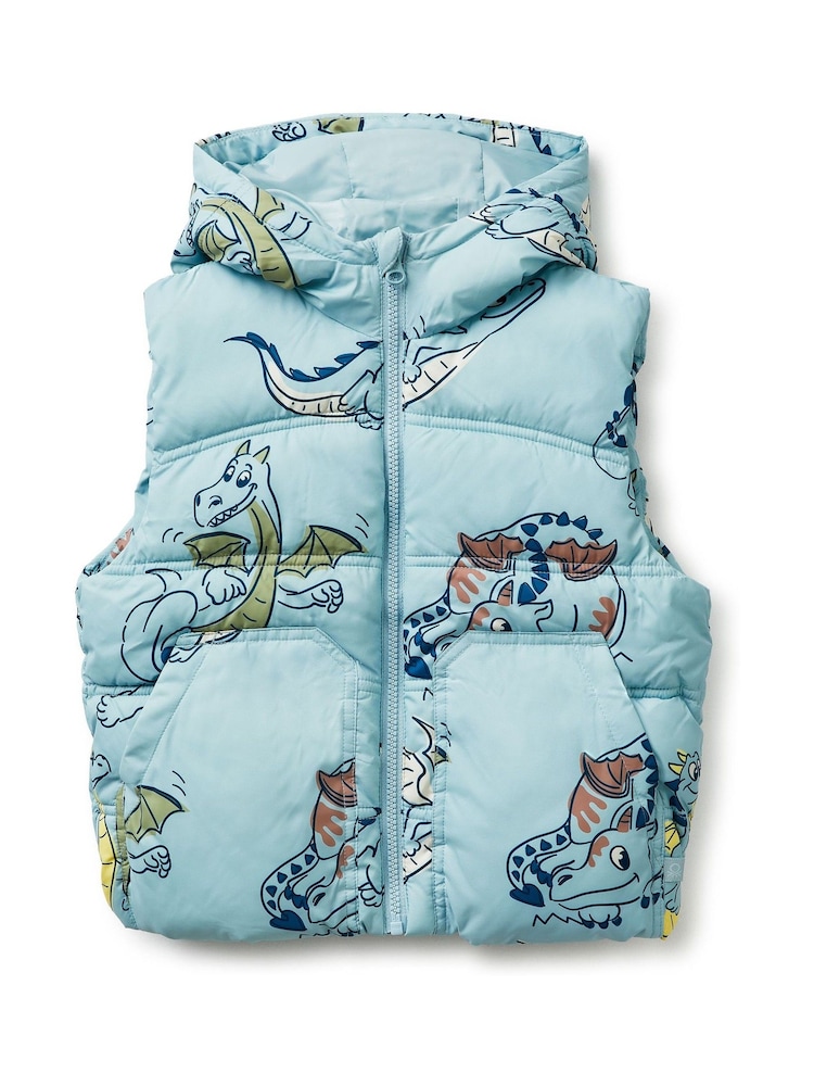 Benetton Dragon Printed Blue Gilet - Image 1 of 3
