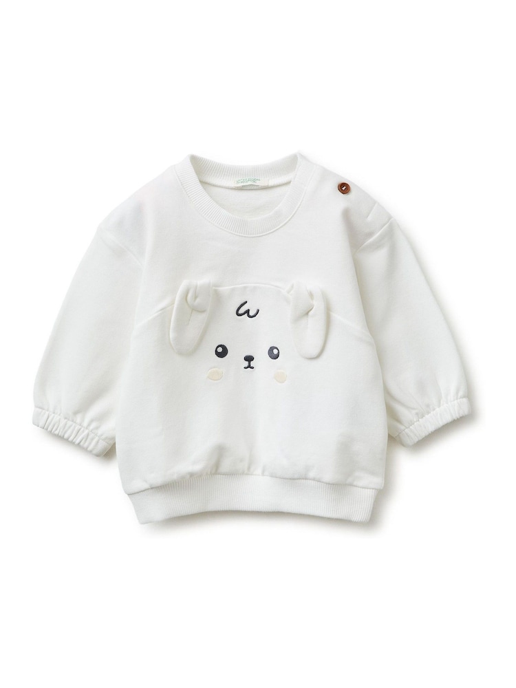 Benetton Animal Beli Applikue Dukserica - Slika 1 od 3