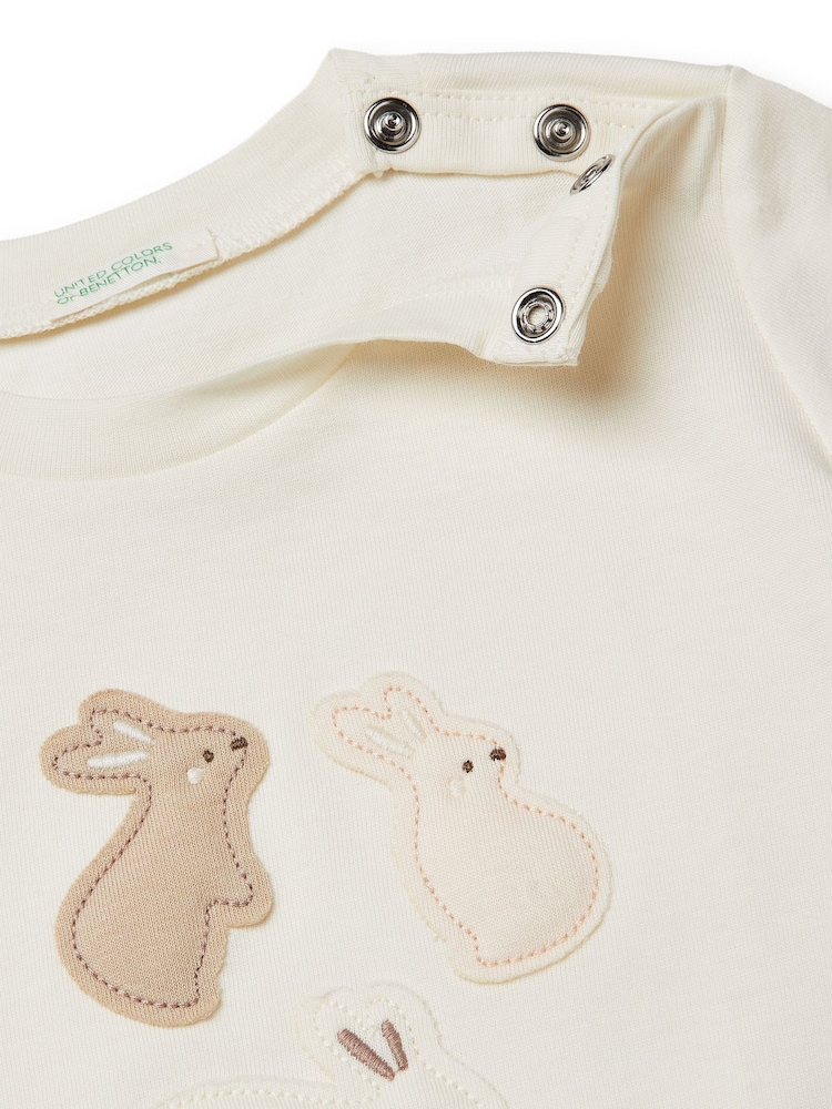 Benetton Bunny Rabbit Appliqué T-Shirt - 画像 3 / 3