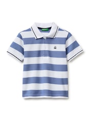 Benetton Blue Striped Polo Shirt - Image 1 of 3