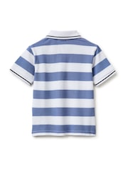 Benetton Blue Striped Polo Shirt - Image 2 of 3