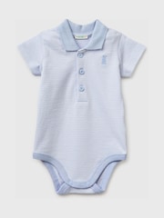 Benetton Blue Striped Polo Neck Bodysuit - Image 1 of 3