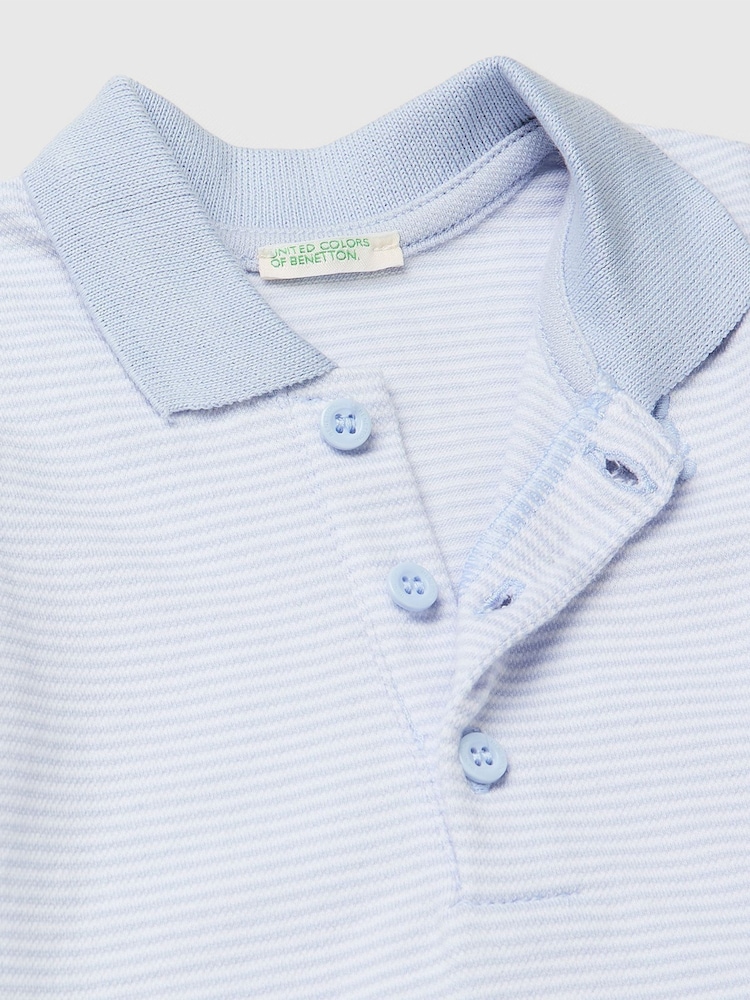 Benetton Blue Striped Polo Neck Bodysuit - Image 3 of 3