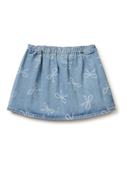 Benetton Bow Print Denim Blue Skirt - Bild 2 von 3