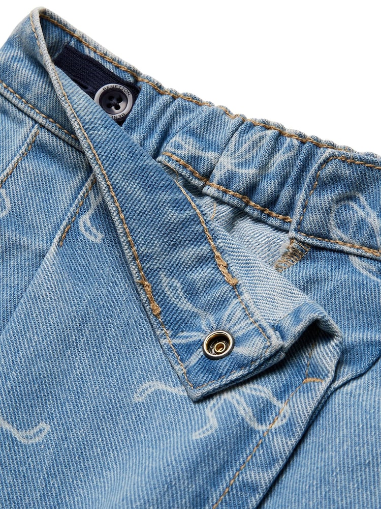 Benetton Bow Print Denim Blue Skirt - Bild 3 von 3