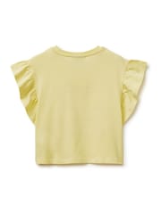 Benetton Yellow Flutter Sleeve Printed T-Shirt - Image 2 of 3