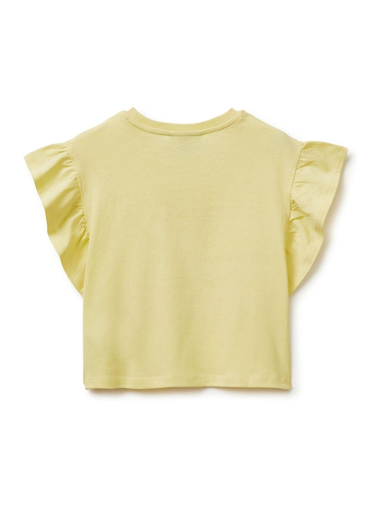 Benetton Yellow Flutter Sleeve Printed T-Shirt - Image 2 of 3