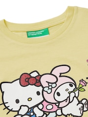 Benetton Yellow Flutter Sleeve Printed T-Shirt - Image 3 of 3