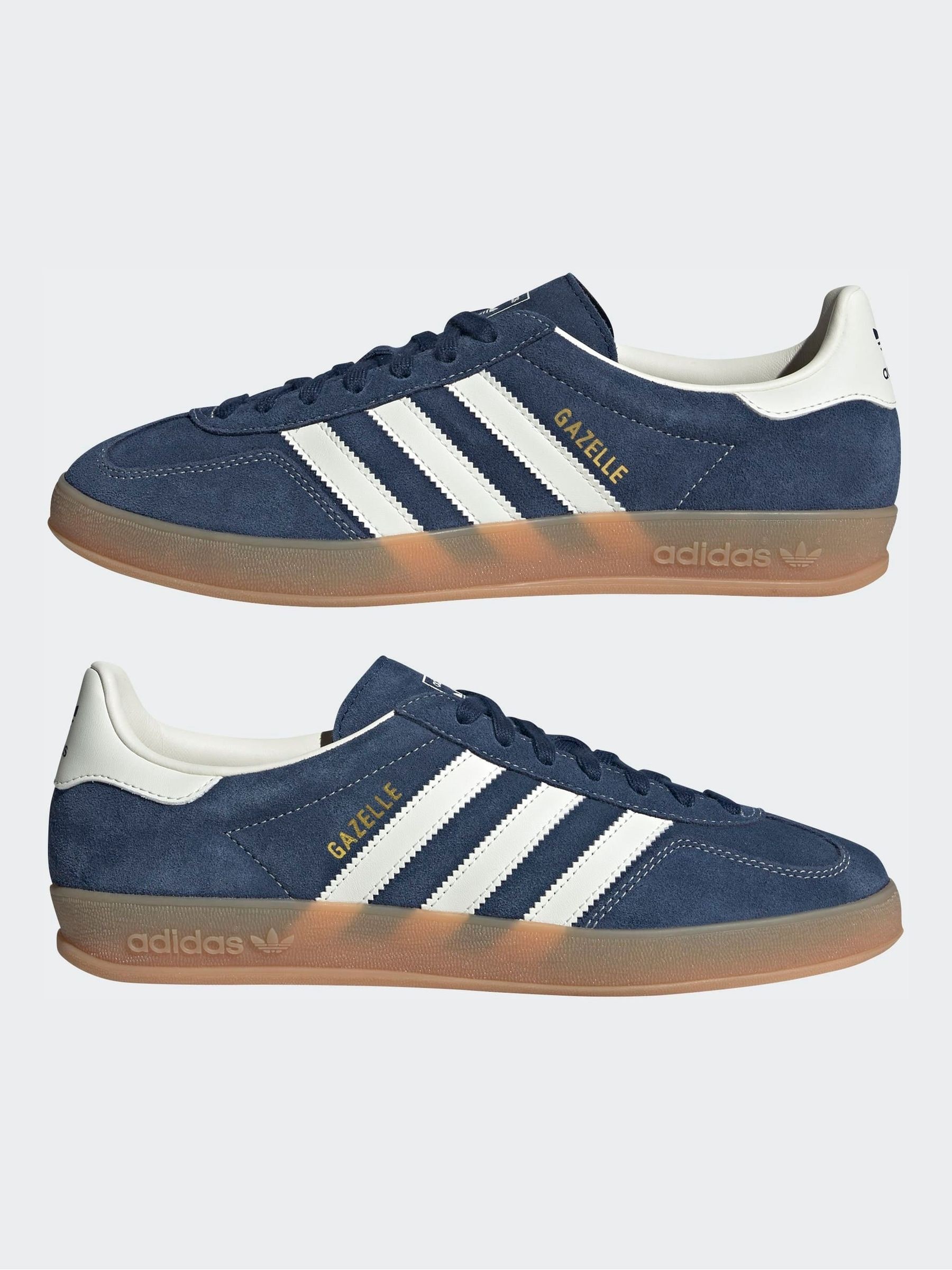 Buy adidas Originals Navy Blue/White Gazelle Indoor Trainers from