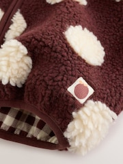 Brown/Ecru Spot Hooded Zip Through Fleece (3mths-7yrs) - Image 10 of 11