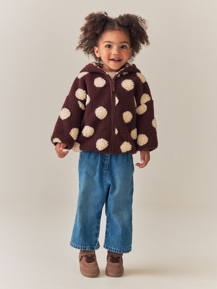 Brown/Ecru Spot Hooded Zip Through Fleece (3mths-7yrs) - Image 2 of 11 Brown/Ecru Spot Hooded Zip Through Fleece (3mths-7yrs) - Image 2 of 11