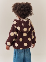 Brown/Ecru Spot Hooded Zip Through Fleece (3mths-7yrs) - Image 3 of 11