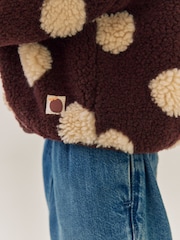 Brown/Ecru Spot Hooded Zip Through Fleece (3mths-7yrs) - Image 4 of 11