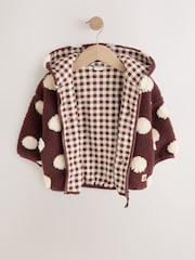 Brown/Ecru Spot Hooded Zip Through Fleece (3mths-7yrs) - Image 6 of 11