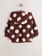 Brown/Ecru Spot Hooded Zip Through Fleece (3mths-7yrs) - Image 7 of 11