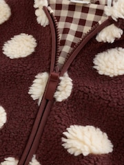 Brown/Ecru Spot Hooded Zip Through Fleece (3mths-7yrs) - Image 8 of 11