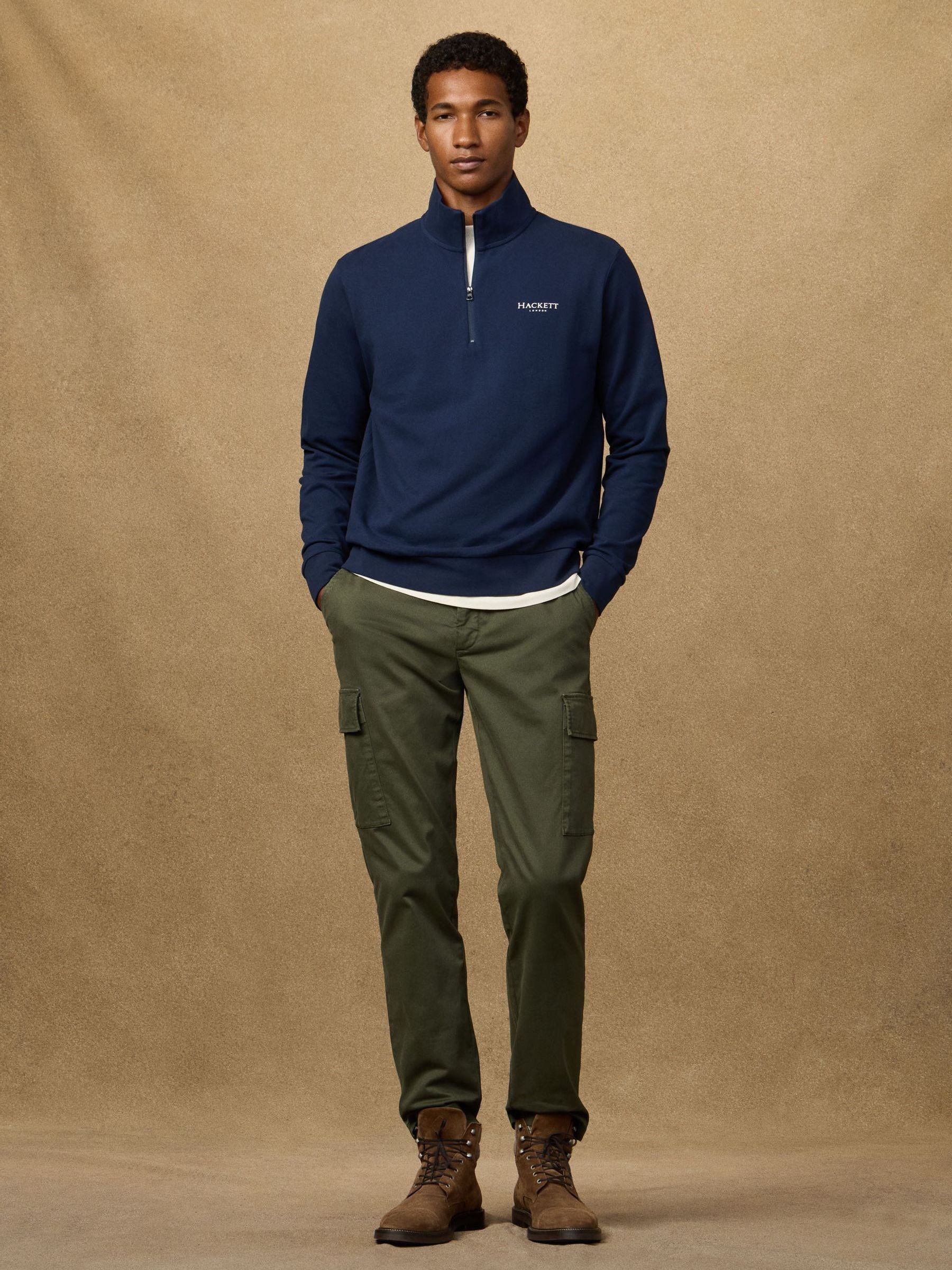 Nextjs Ass Entials Buy Hackett Blue Heritage Essentials Pique Quarter-Zip Sweatshirt from ...