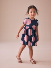 네이비 스팟 - 반소매 골지 원피스 (3개월~7세) - 6의 이미지 1